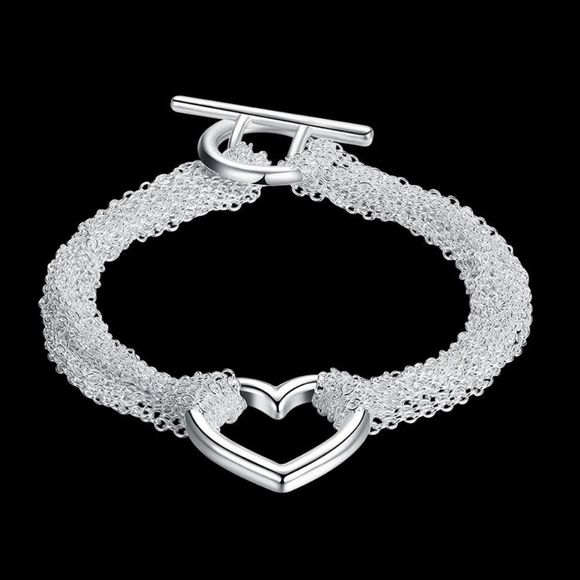 The Mesh Chain Heart Toggle Bracelet 925 - Picture 5 of 14